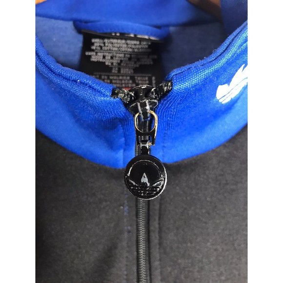 Adidas Men’s Small Track Jacket Trefoil Logo Collar Black Blue - Picture 6 of 9